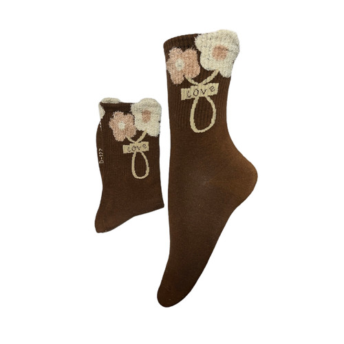 جوراب زنانه ساقدار خارجی رنگ قهوه ای