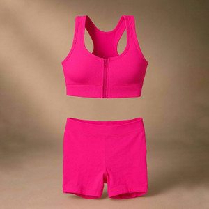 ست نیمتنه زیپدار و شلوارک صورتی