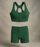 ست نیمتنه زیپدار و شلوارک سبز تیره