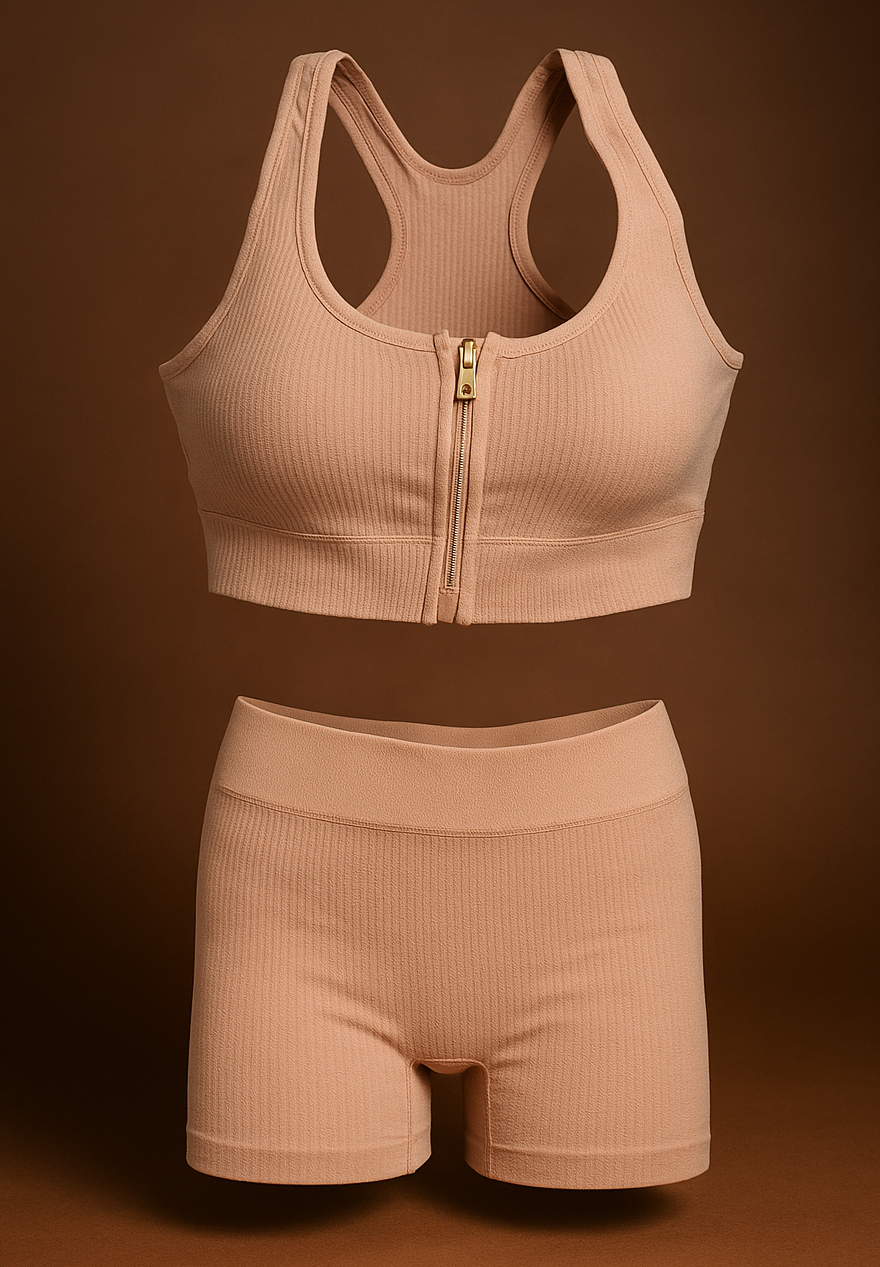 ست شلوارک و نیم‌تنه زنانه خارجی کرم تیره