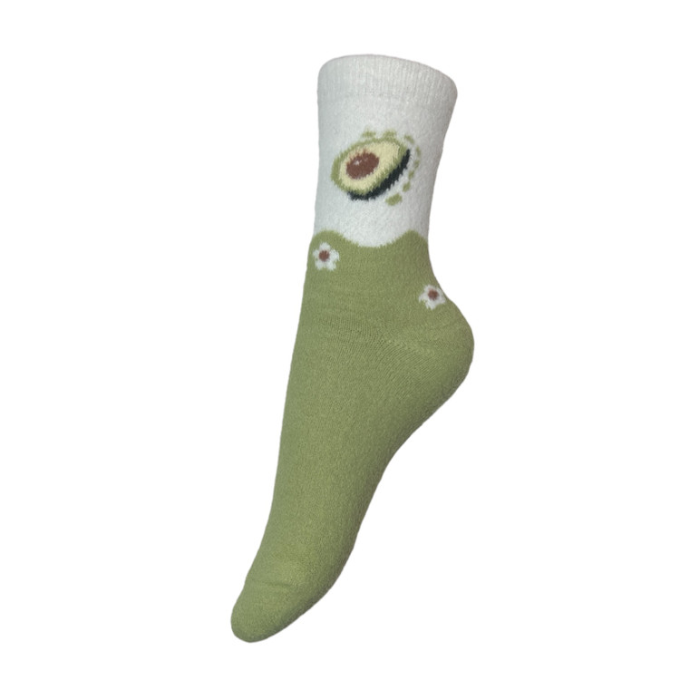 چند مدل جوراب فانتزی سبز و سفید با طرح آووکادو روی زمینه روشن