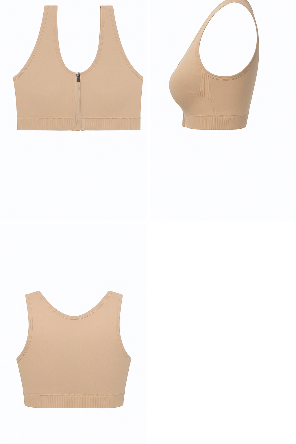 سه عدد سوتین ورزشی زیپی با فرم‌دهی طبیعی و مناسب ورزش‌های سبک تا متوسط