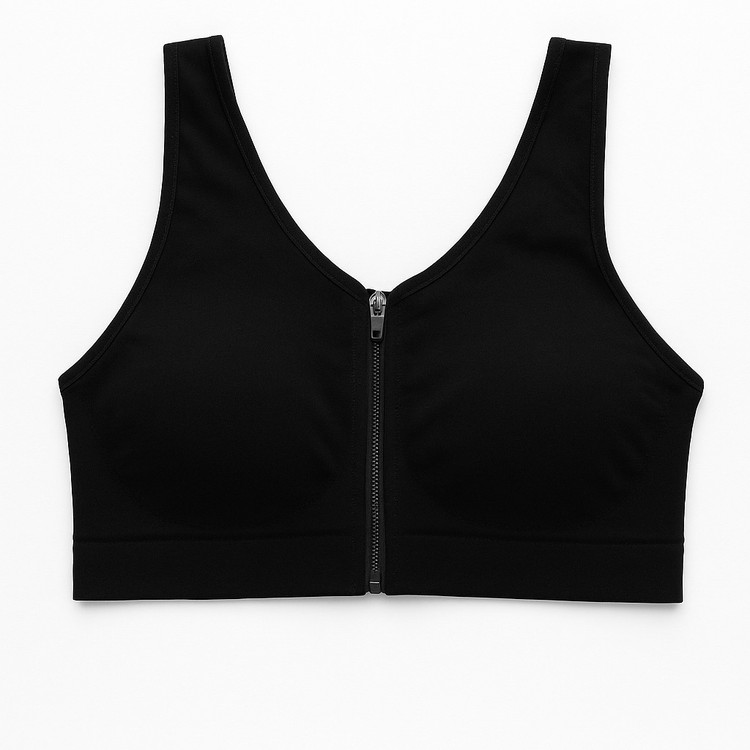 سه مدل سوتین ورزشی زیپی زنانه در رنگهای مشکی، سفید و کرم مناسب فعالیت روزانه و باشگاه