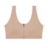 ست سهتایی سوتین ورزشی زیپی با طراحی راحت و پوشش کامل در رنگهای مشکی، سفید و نود