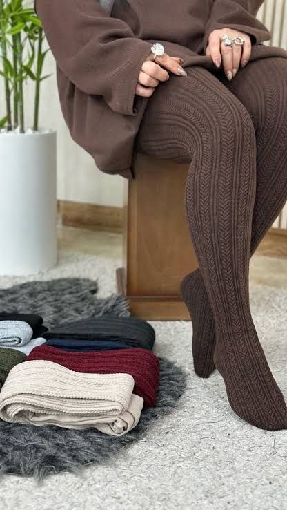 جورابشلواری زنانه بافتدار مدل گندمی پنتی، مناسب فصل پاییز و زمستان