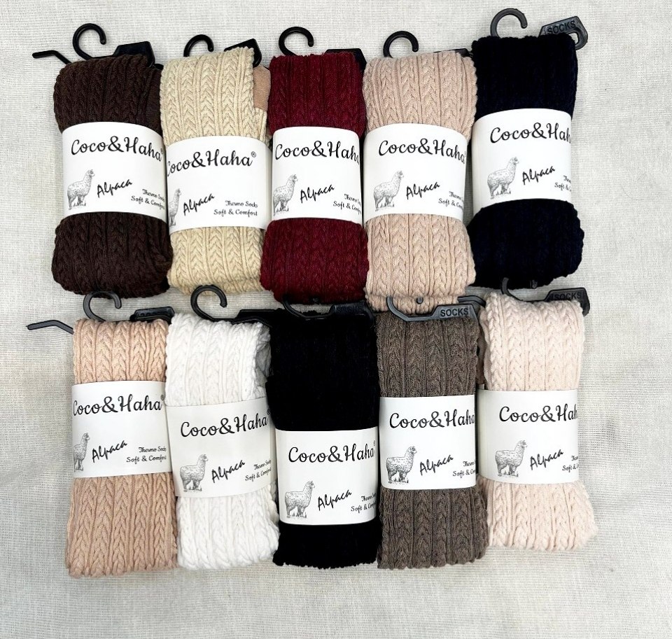 جوراب بالای زانو لاما Coco&Hana وارداتی - فری سایز، بافت طرح‌دار، رنگ‌بندی متنوع