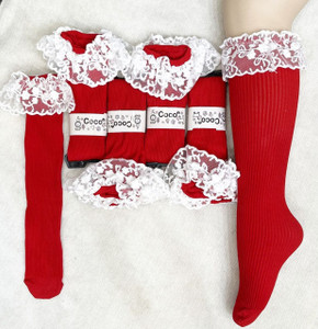 تصویر جوراب سهربع کودکانه وارداتی COCO با لب تور سفید و رنگ مشکی.