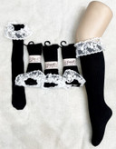 جوراب سهربع COCO کودکانه با لب تور سفید و کیفیت بالا، مناسب سنین ۲ تا ۱۵ سال.