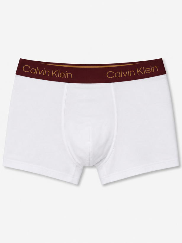 شورت مردانه Calvin Klein مدل Boxer Brief نخی رنگ سفید با کش پهن لوگودار