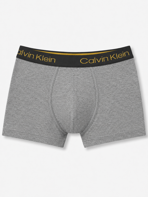 شورت مردانه Calvin Klein مدل Boxer Brief نخی رنگ طوسی ملانژ با کش پهن لوگودار