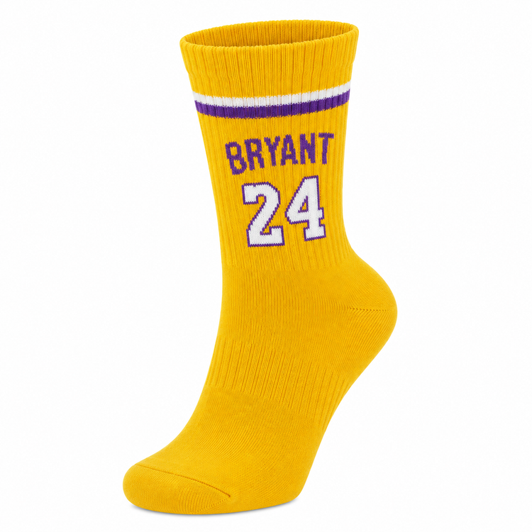 جوراب ساقدار اسپرت طرح Bryant 24 زرد با بافت نرم و کشسان